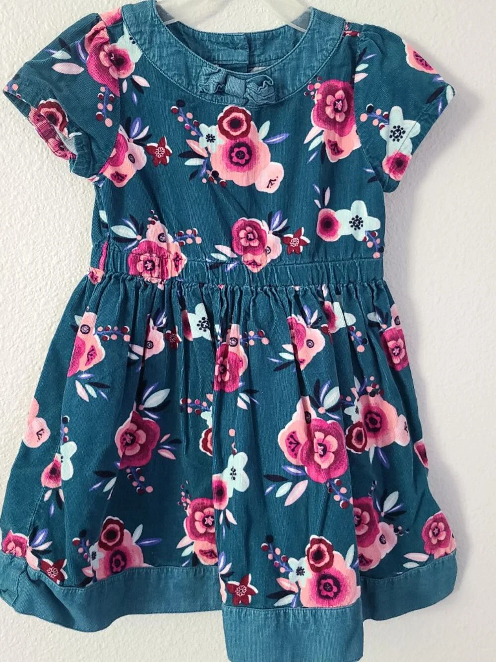 Gymboree Toddler Girls Teal Floral Short Sleeve Dress Size 5T